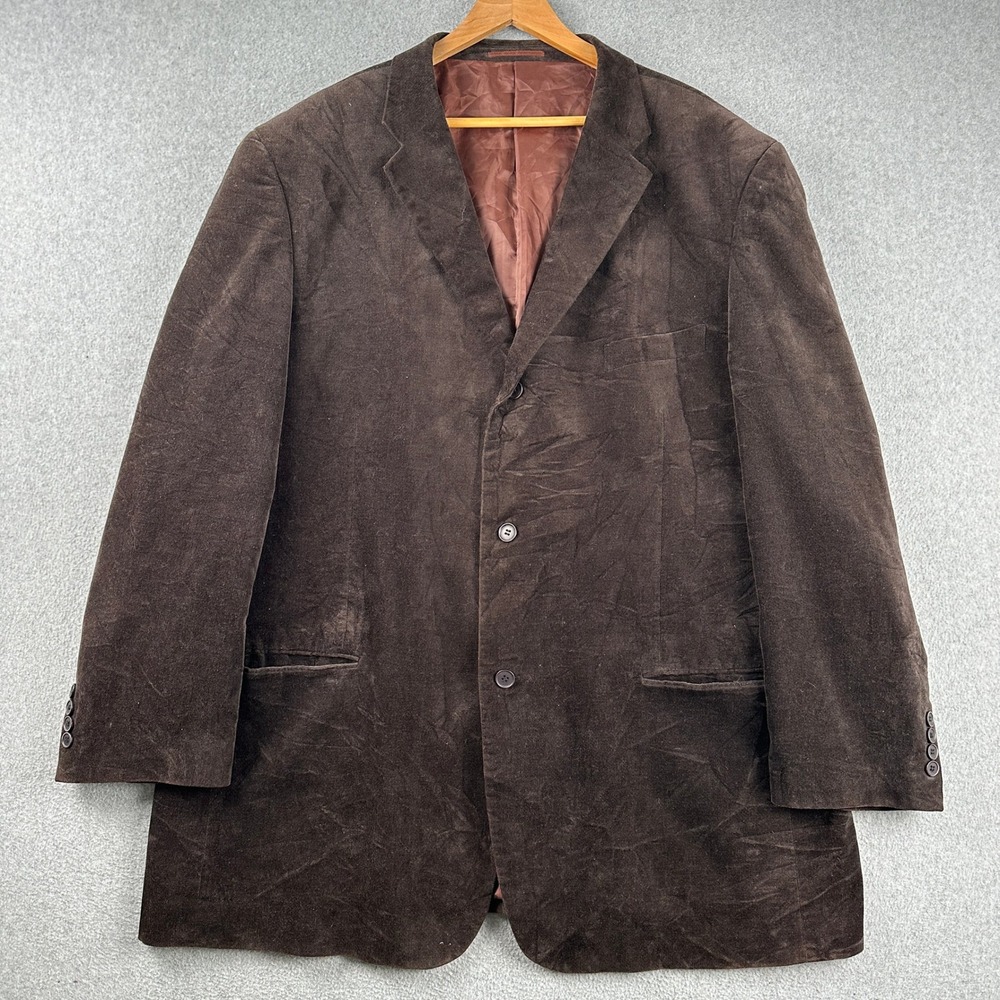 Creme De Silk Blazer Mens 3X Brown Velvet Cotton Sport Coat Two Button Formal‎